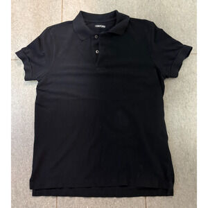 Tom Ford Black Polo Shirt Mens IT 48 Designer Luxury TF Logo Short Sleeve
